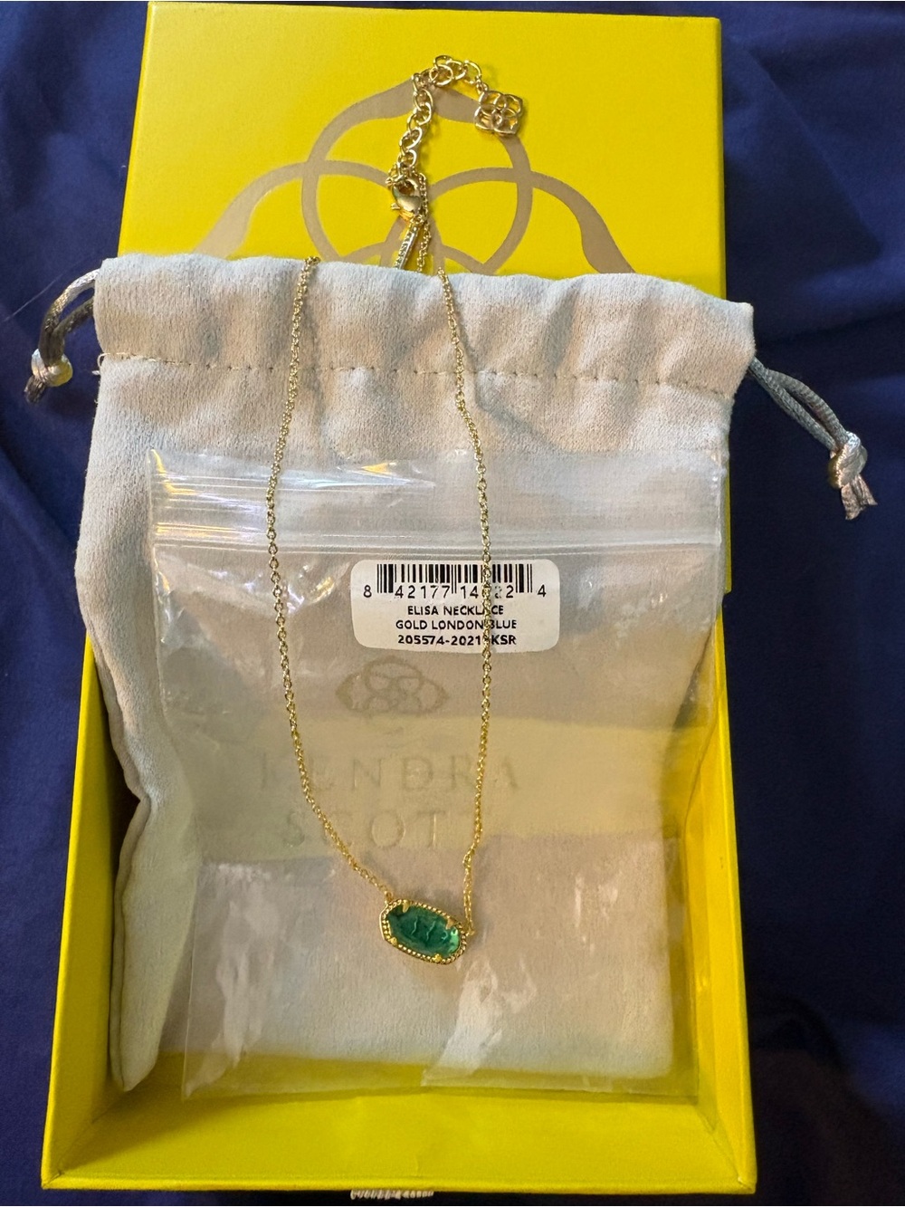 Kendra Scott Gold Necklace with London blue Pendant - Elisa